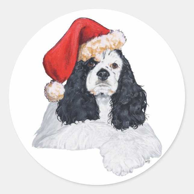 American Cocker Spaniel Weihnachten Runder Aufkleber (Vorderseite)