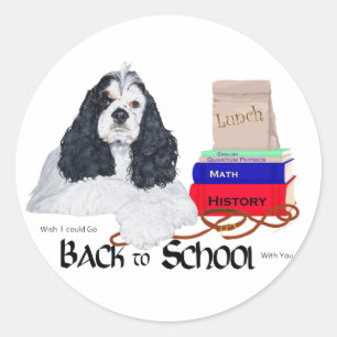 American Cocker Spaniel Zurück zur Schule Runder Aufkleber