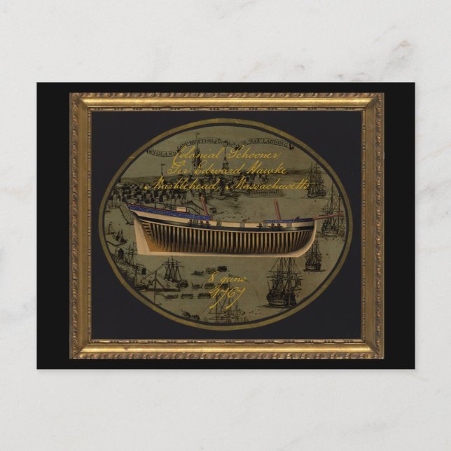 American Colonial Schooner Sir Edward Hawke Postkarte (Vorderseite)
