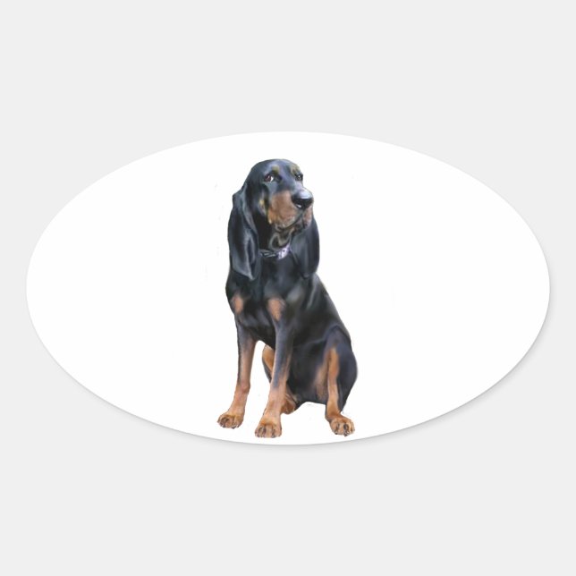 American Coon Hound - Black and Tan Ovaler Aufkleber (Vorderseite)