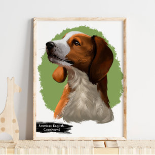 American Coonhound Portrait   Pet Portrait Poster