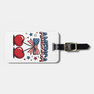 American Coquette Bow Cherry Aesthetic USA Flag Gepäckanhänger