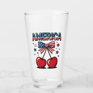 American Coquette Bow Cherry Aesthetic USA Flag Glas