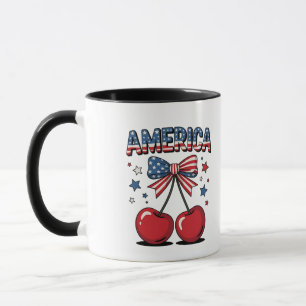 American Coquette Bow Cherry Aesthetic USA Flag Tasse