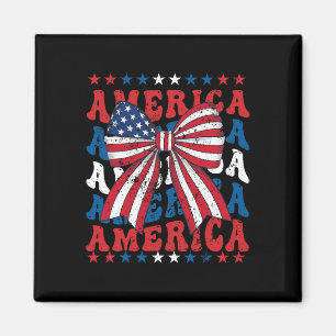 American Coquette Bow Patriotic Usa Flag Happy 4. Magnet