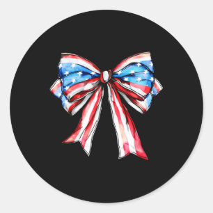American Coquette Bow Patriotic Usa Flag Happy 4. Runder Aufkleber