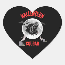 american cougar on halloween night with crows Herz-Aufkleber