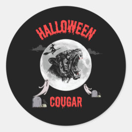 american cougar on halloween night with crows runder aufkleber