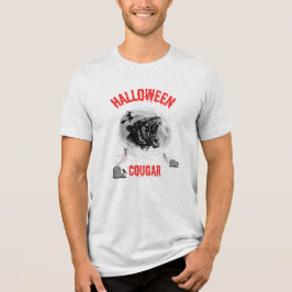 american cougar on halloween night with crows Tri-Blend shirt