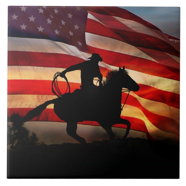 American Cowboy Country Western Horse Fliese (Vorderseite)