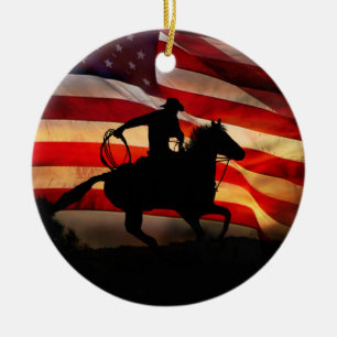American Cowboy Country Western Weihnachten Keramik Ornament