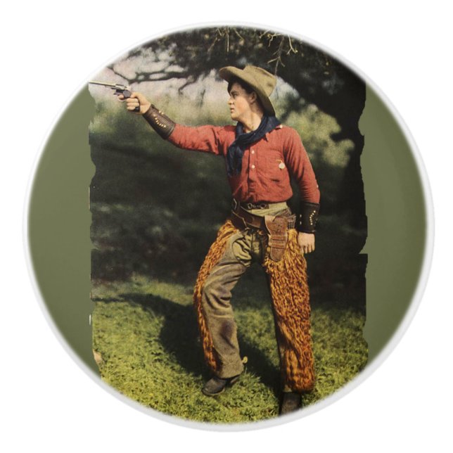 American Cowboy Gunslinger Draw Pull Keramikknauf (Vorderseite)