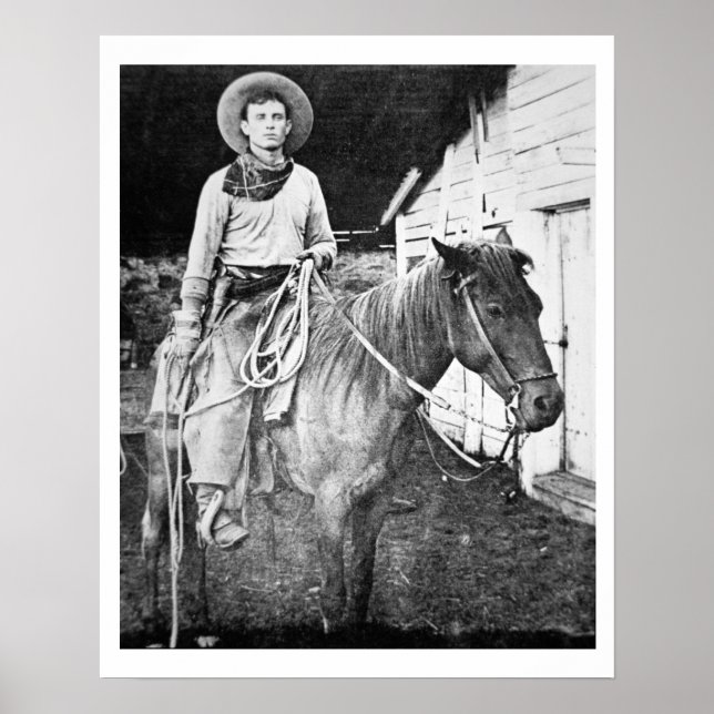 American cowboy in Kansas, c.1880 (b/w-Foto) Poster (Vorne)