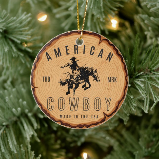 American Cowboy - Made in the USA Keramik Ornament (Baum)