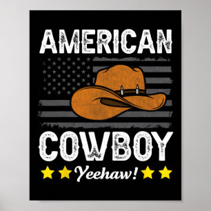 American Cowboy Rodeo American Flag Vintag Cowboy Poster