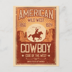 American Cowboy Wild West Postkarte