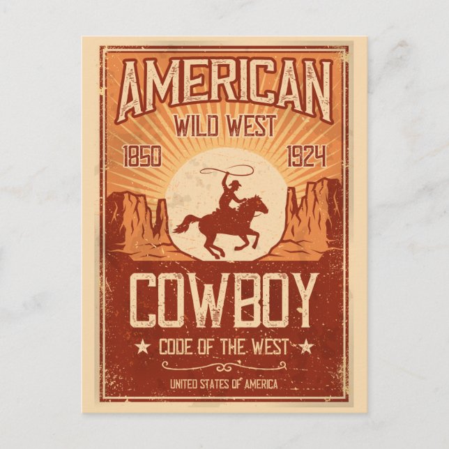 American Cowboy Wild West Postkarte (Vorderseite)