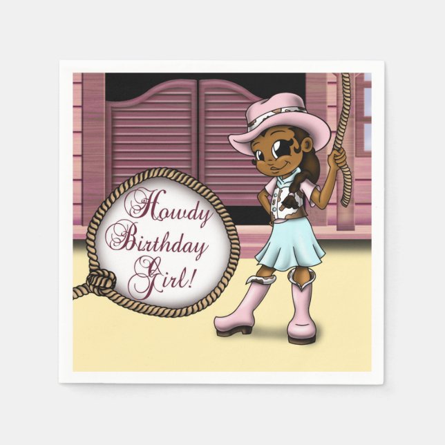 American Cowgirl Birthday Serviette (Vorderseite)