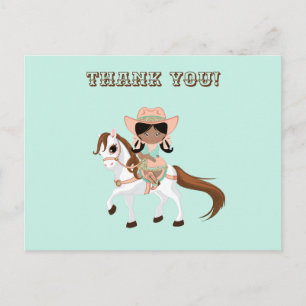 American Cowgirl on Horse Girls Danke Postkarte