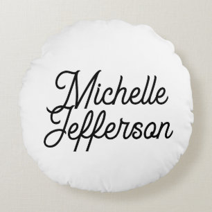 American Creative Trendy White Black Calligraphy Rundes Kissen
