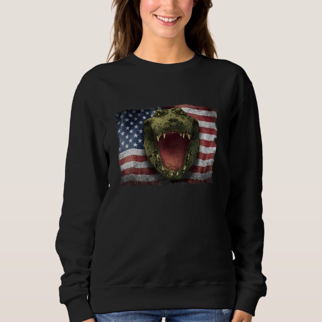 American Crocodile Alligator USA Flag For American Sweatshirt (Vorderseite)
