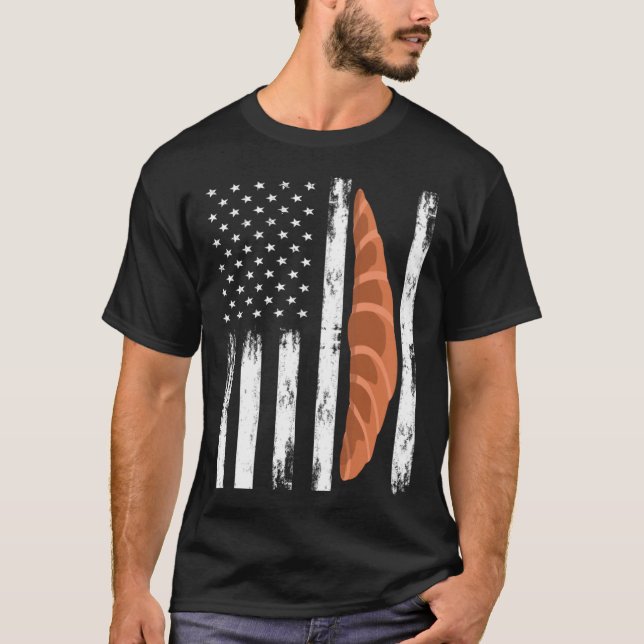 American Croissant Outfit USA Flag Baking T-Shirt (Vorderseite)
