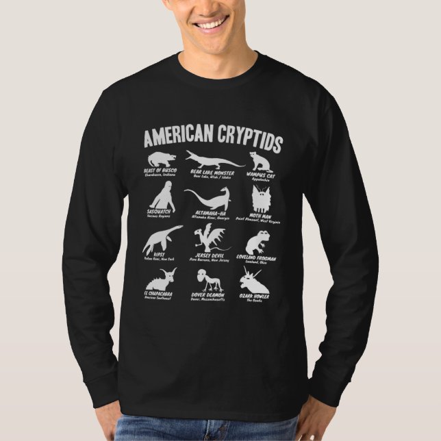 American Cryptids Cryptozoology Chart T-Shirt (Vorderseite)