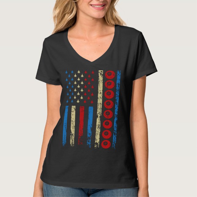 American Cue Sports Flag 4th Of July Billiards Ath T-Shirt (Vorderseite)