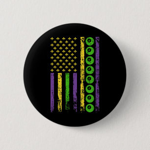 American Cue Sports Flag Billiards Sporty Mardi Gr Button
