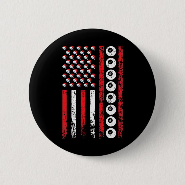 American Cue Sports Flag Weihnachtsbillard Athleti Button (Vorderseite)