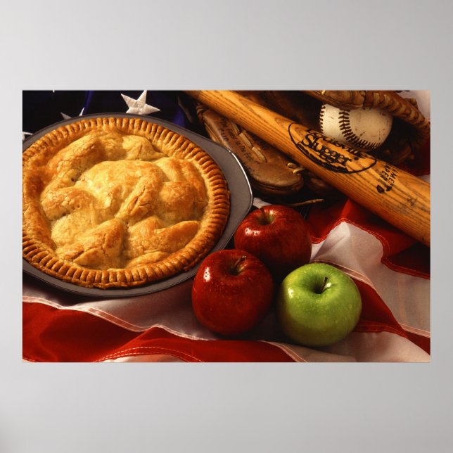American Cultural Icons Apple Pie Baseball & Flag Poster (Vorne)