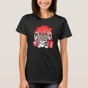 American Curl Cat Valentinstag Hearts Balloons F T-Shirt