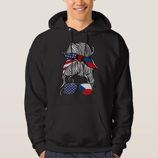 American Czech Patriot Flag Women Girl Tschechien  Hoodie (Vorderseite)