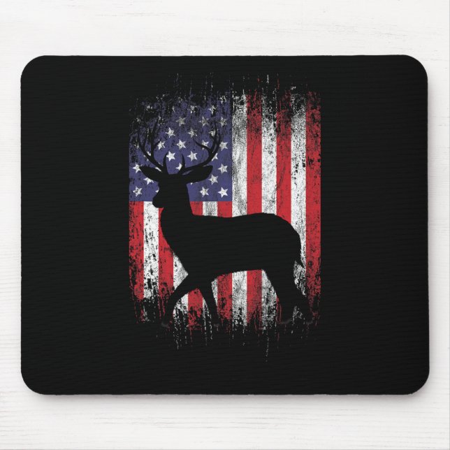 American Deer Jagd Patriotic Hunter Flag Whiteway Mousepad (Vorne)