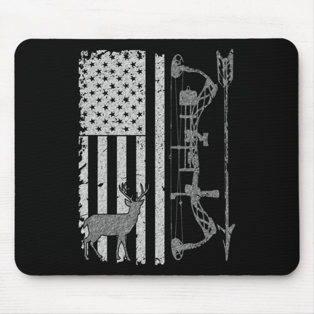 American Deer Junting Bow Hunter Flag Zubehör Mousepad (Vorne)