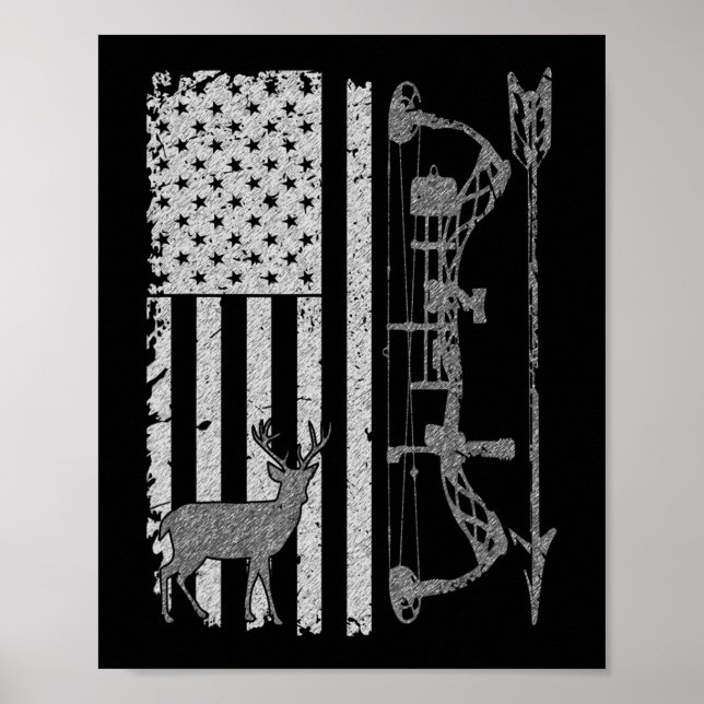 American Deer Junting Bow Hunter Flag Zubehör Poster (Vorne)