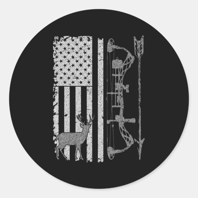 American Deer Junting Bow Hunter Flag Zubehör Runder Aufkleber (Vorderseite)