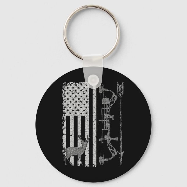 American Deer Junting Bow Hunter Flag Zubehör Schlüsselanhänger (Vorderseite)