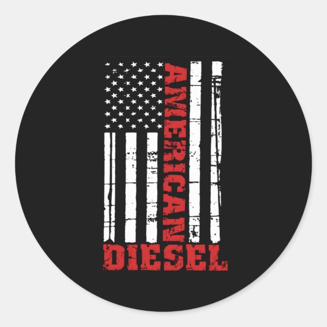 American Diesel Flag Truck Turbo Brothers Runder Aufkleber (Vorderseite)