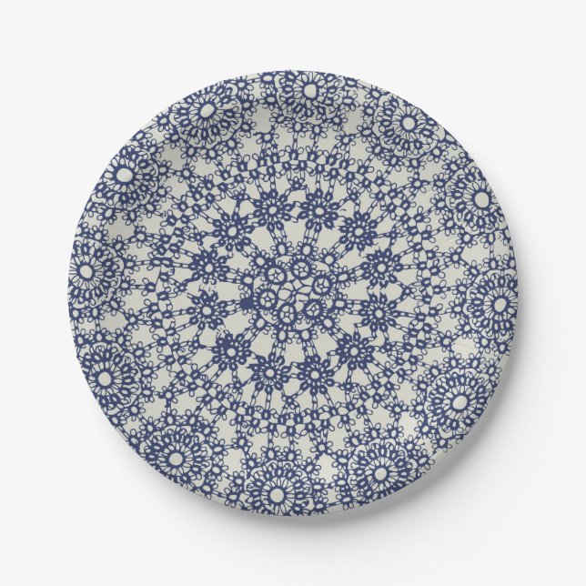 American Doily & Lace, 12, Blue On Cream Pappteller (Vorderseite)