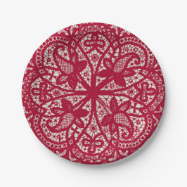 American Doily & Lace, 6, Red on Cream Pappteller