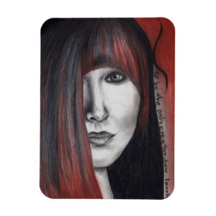 American Doll Woman Portrait Originale Kunst Zeich Magnet