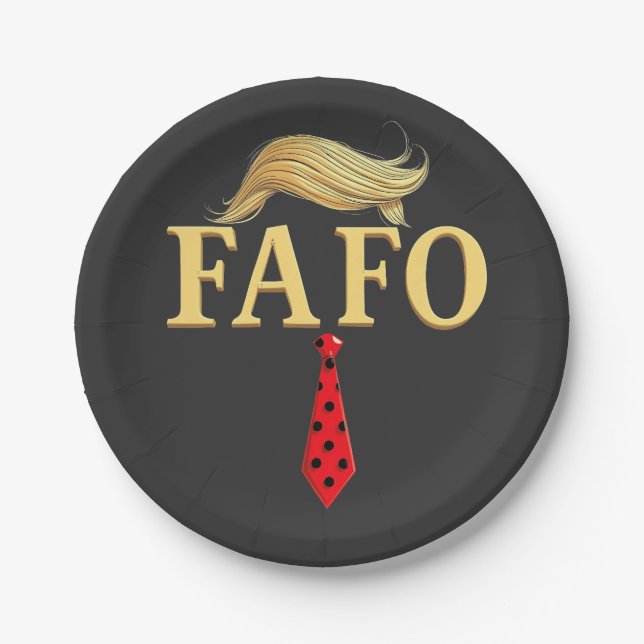 American Donald Trump FAFO USA Flag Patriotic Pappteller (Vorderseite)