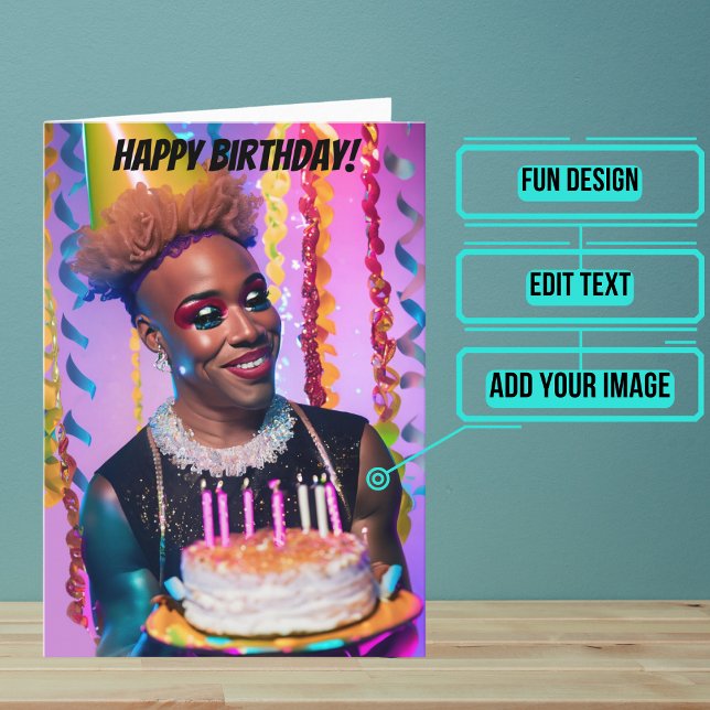 American Drag Queen Funny Birthday Karte (Make sure their LGBTQ+ birthday is as gay as they are.)