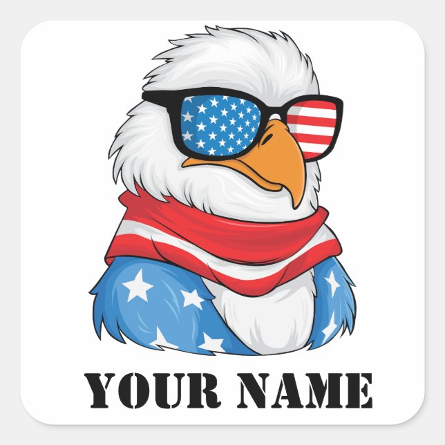 American Eagle 4. Juli Quadratischer Aufkleber (Vorderseite)