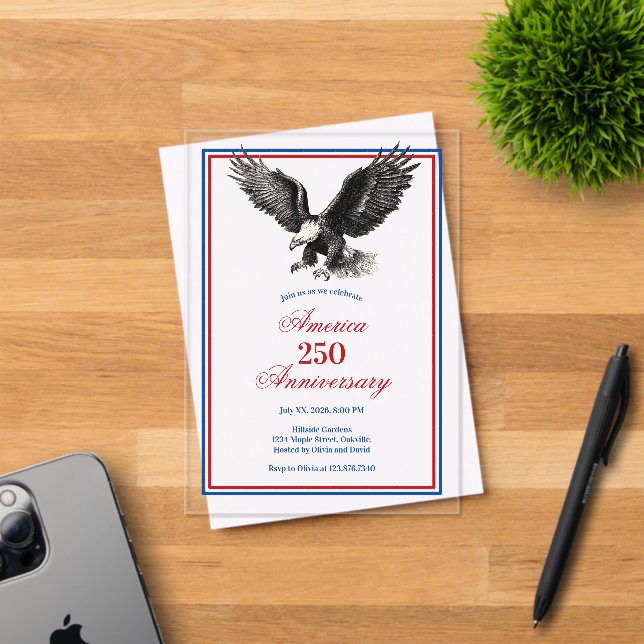 American Eagle America 250 Anniversary Party Acryleinladungen (Insitu (Einladungskarte))