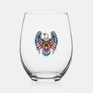 American Eagle Bald Eagle American Flag Patriotic Weinglas Ohne Stiel