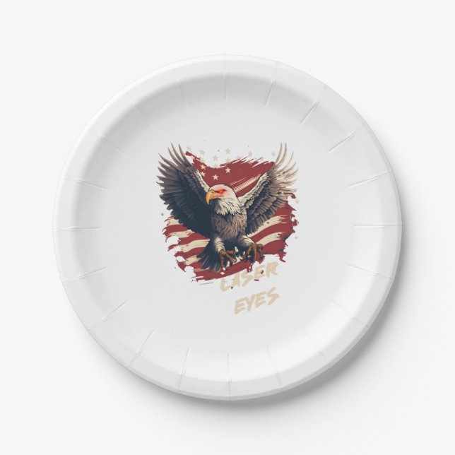 American Eagle Bitcoin Laser Eyes Pappteller (Vorderseite)