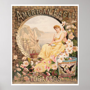 American Eagle Chewing Tobacco 1885 Werbung Poster