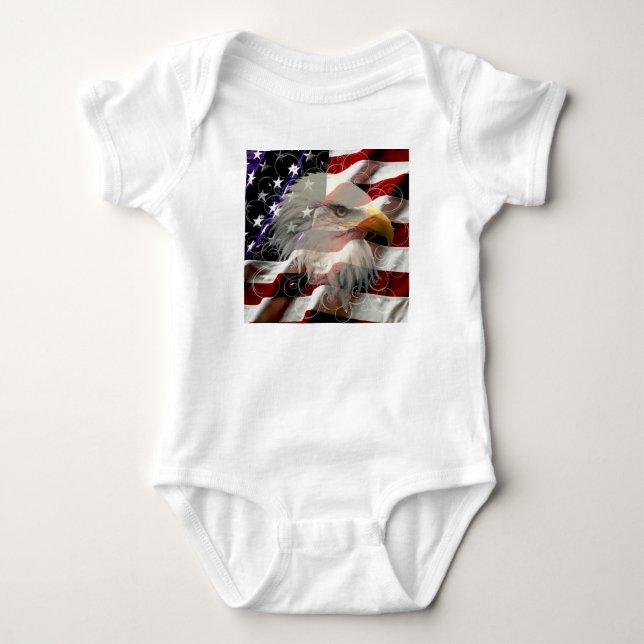 American Eagle Flag Baby Body Anzug Strampler (Vorderseite)